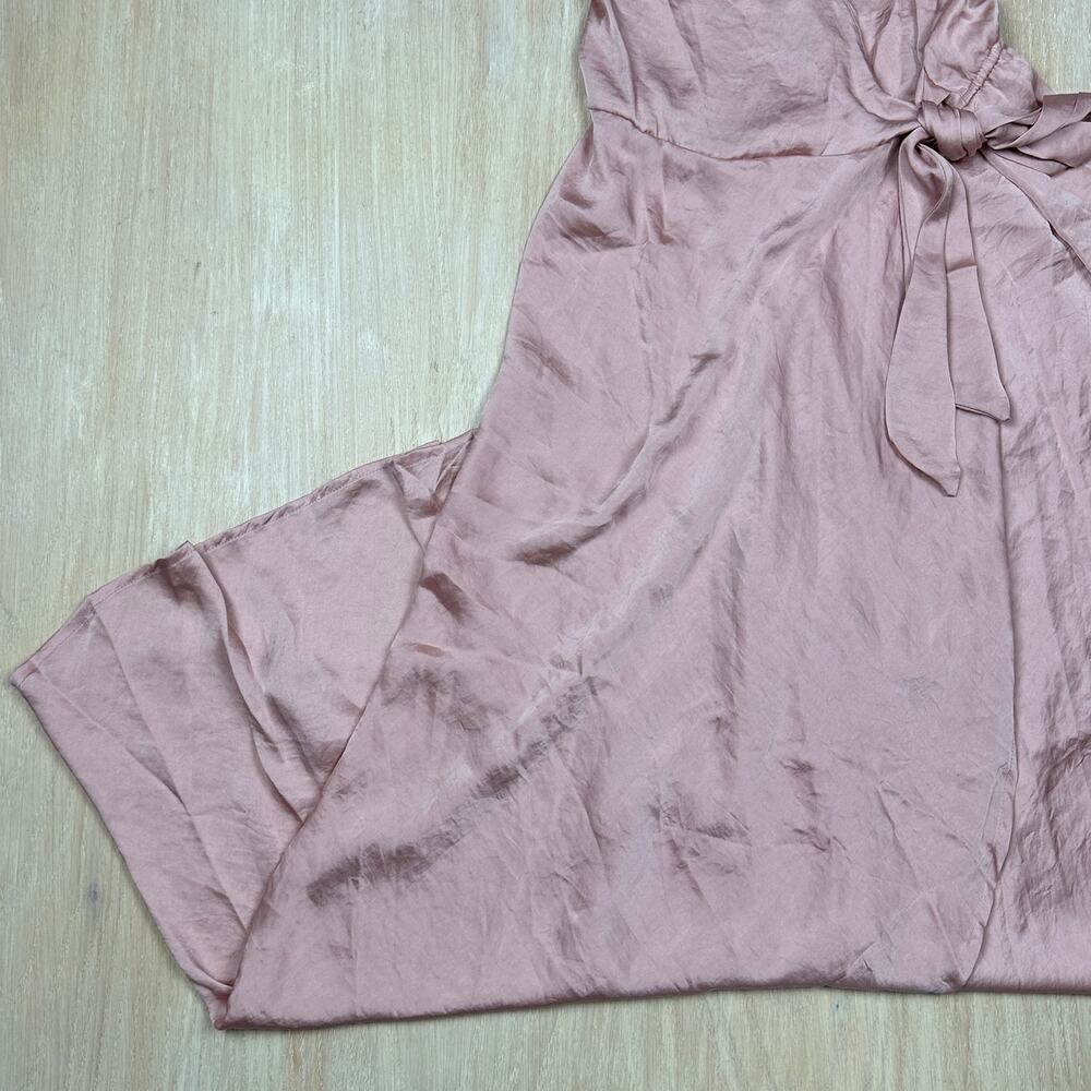 Band of Gypsies Pink Blush Faux Wrap Satin Spaghetti Strap Elegant Dress Small - Picture 4 of 14